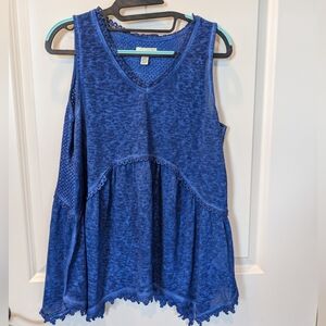 Women's Cupio Blue Sleeveless Top, Size Medium